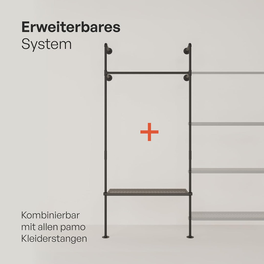 pamo Regalboden Metall schwarz inkl. Montagezubehör 92,5 x 30,5 cm I 3er Set I höhenverstellbar stos