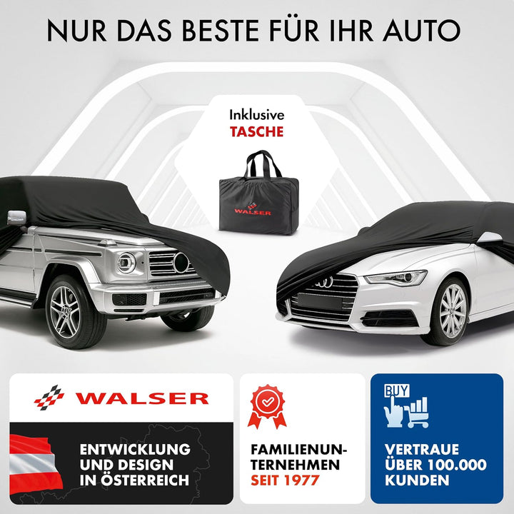 WALSER Abdeckung Auto Indoor Stretch, Autoabdeckung Winter, staubdichte Autogarage Abdeckung, Autopl