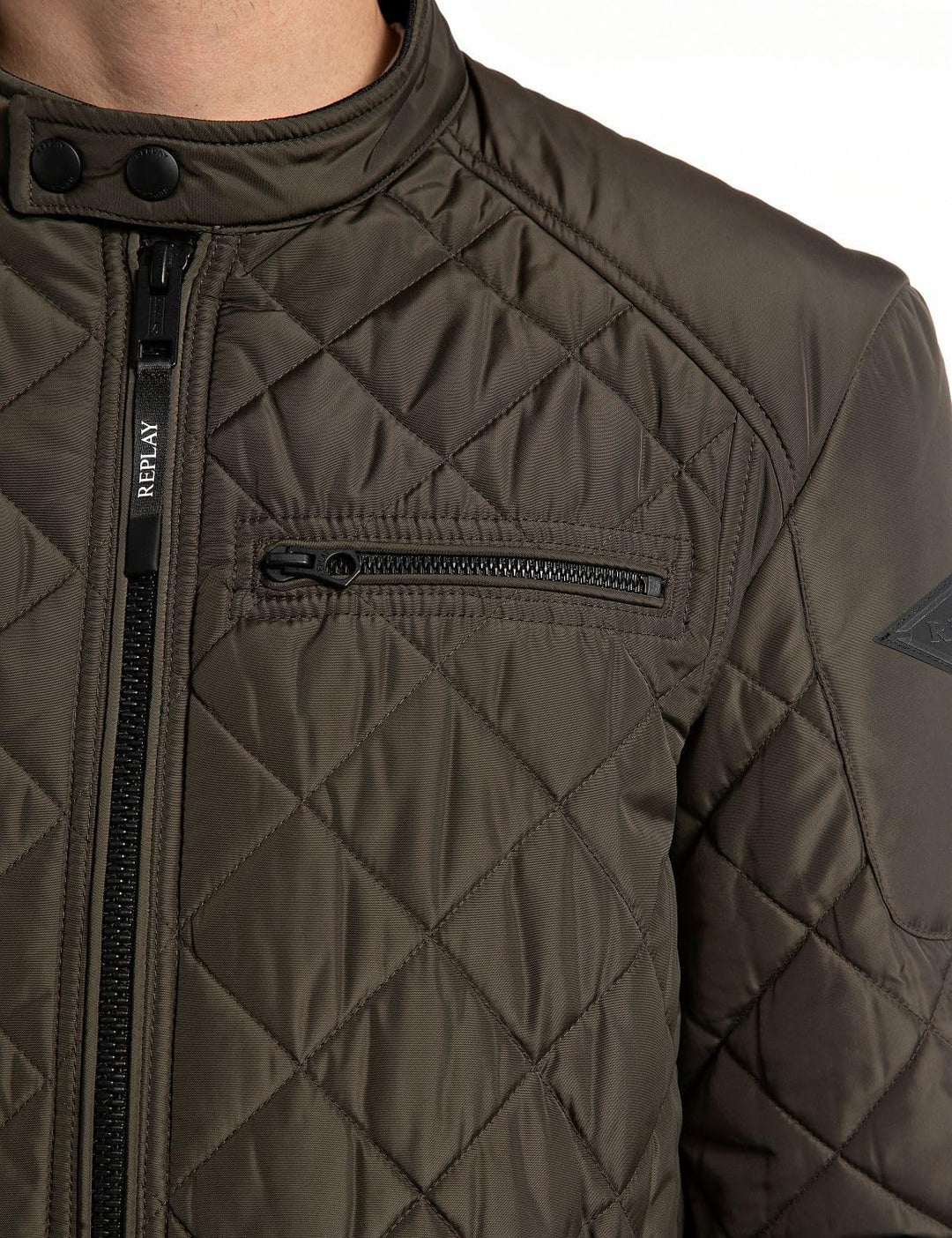 Replay Herren Steppjacke Übergangsjacke ohne Kapuze XS 935 DARK OLIVE, XS 935 DARK OLIVE