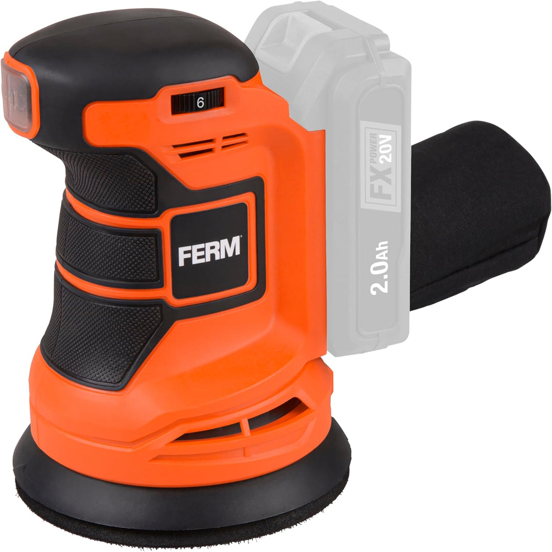 FERM Akku-Exzenterschleifer 20V – 125 mm Schleifplatte, 6-stufige Drehzahlregelung 5.000–10.000 U/mi