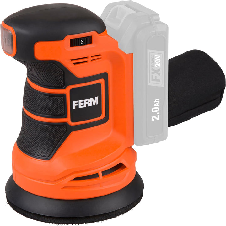 FERM Akku-Exzenterschleifer 20V – 125 mm Schleifplatte, 6-stufige Drehzahlregelung 5.000–10.000 U/mi