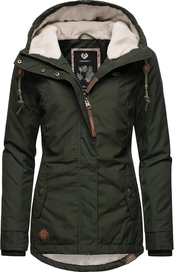 Ragwear Damen warme Winterjacke kurz mit Kapuze Monade XS-6XL S Dark Olive22, S Dark Olive22