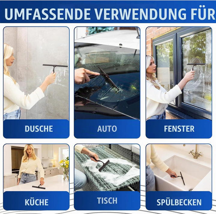 Wunset Superior-Duschabzieher Auswahl: Mit Abziehern aus Edelstahl, Silikon und Gummi, Wasserabstrei
