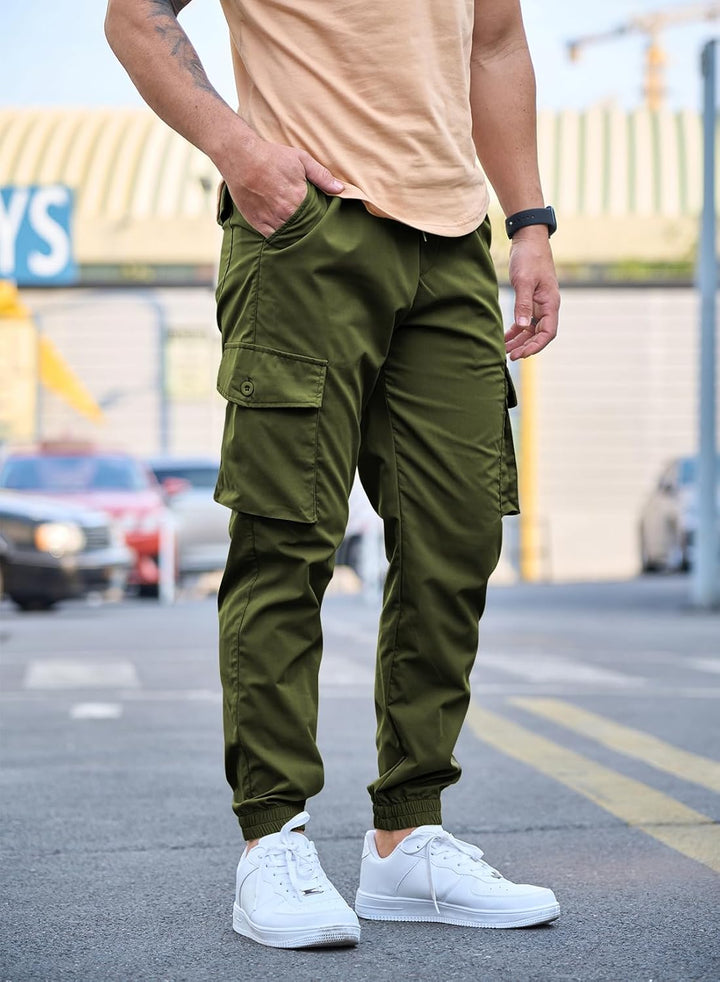 Elegancity Cargohose Herren Lang Casual Jogginghose Stretch Chino Hose Regular Fit Cargo Hose Elasti