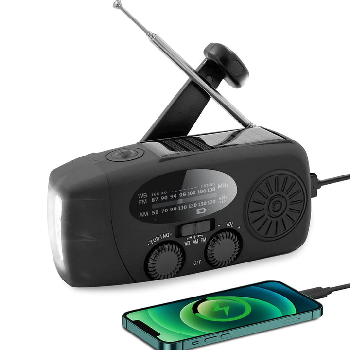 2000 mAh Notfall-Solar-Handkurbel-Radio, 3-Wege-betriebenes tragbares Wetterradio AM/FM/NOAA mit USB