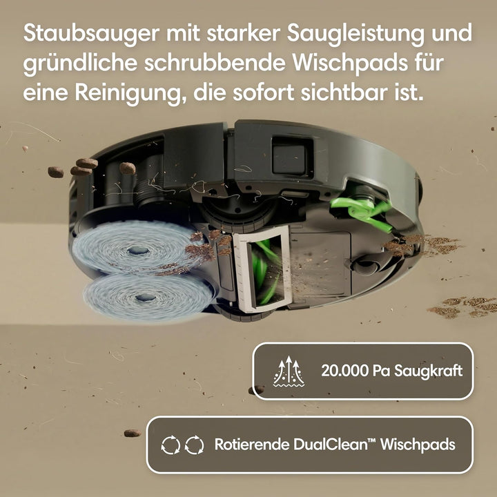 iRobot Roomba Plus 415 Saugroboter, AutoWash Basis, Rotierende Wischtücher Schwarz, Schwarz