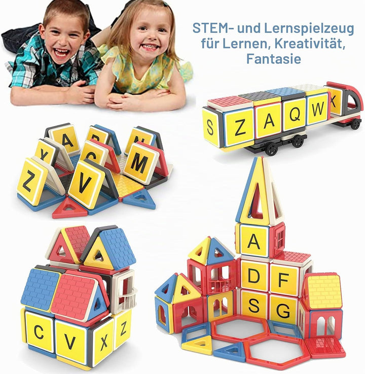 AOMIKS Magnetische Bausteine 173 Stück 3D Mini Magnetische Stapelblöcke Kinder Lernen Mint-Spielzeug