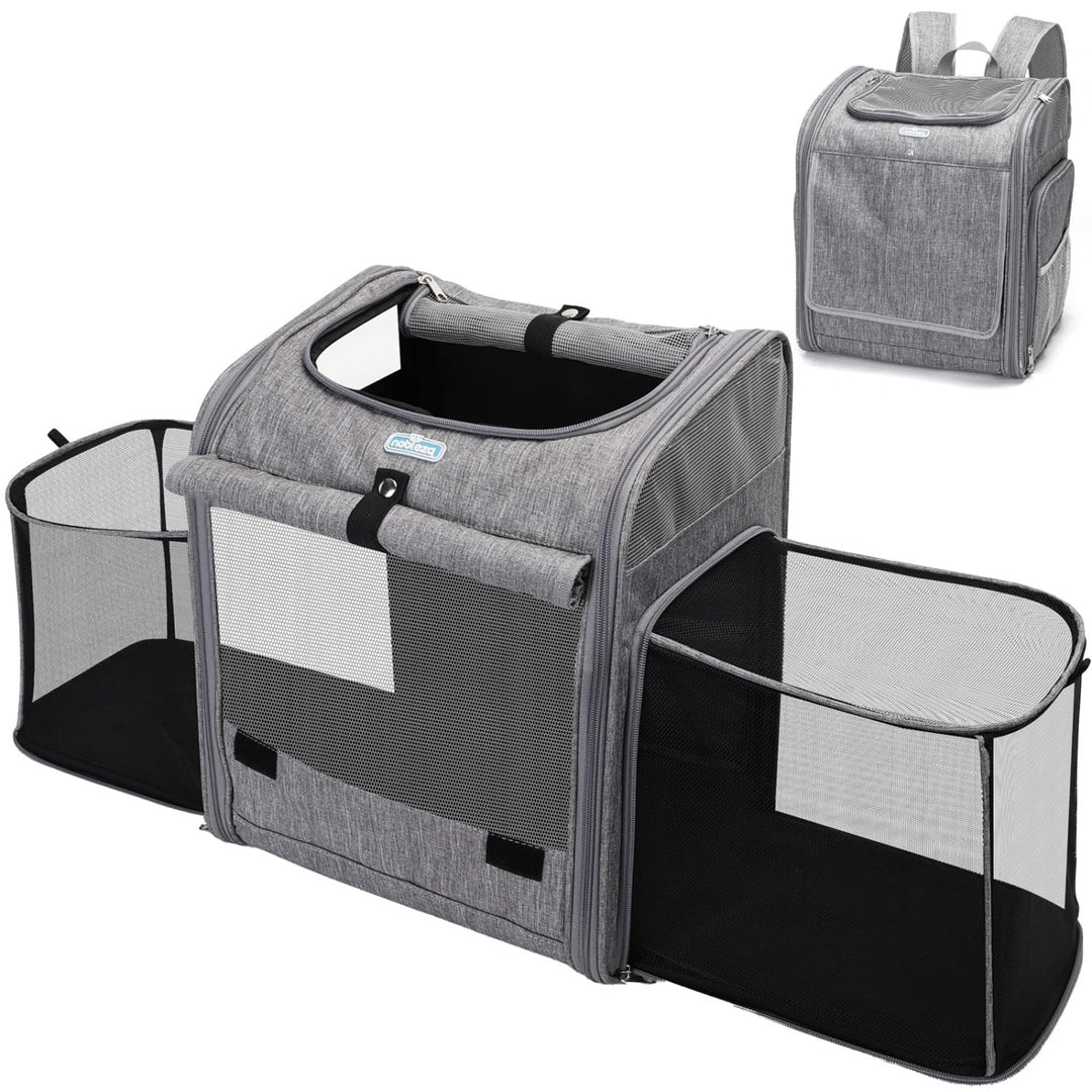 Nobleza - Erweiterbar Hunderucksack für Katzen und Kleine Hunde，Haustier Rucksack mit Netzfenster, T