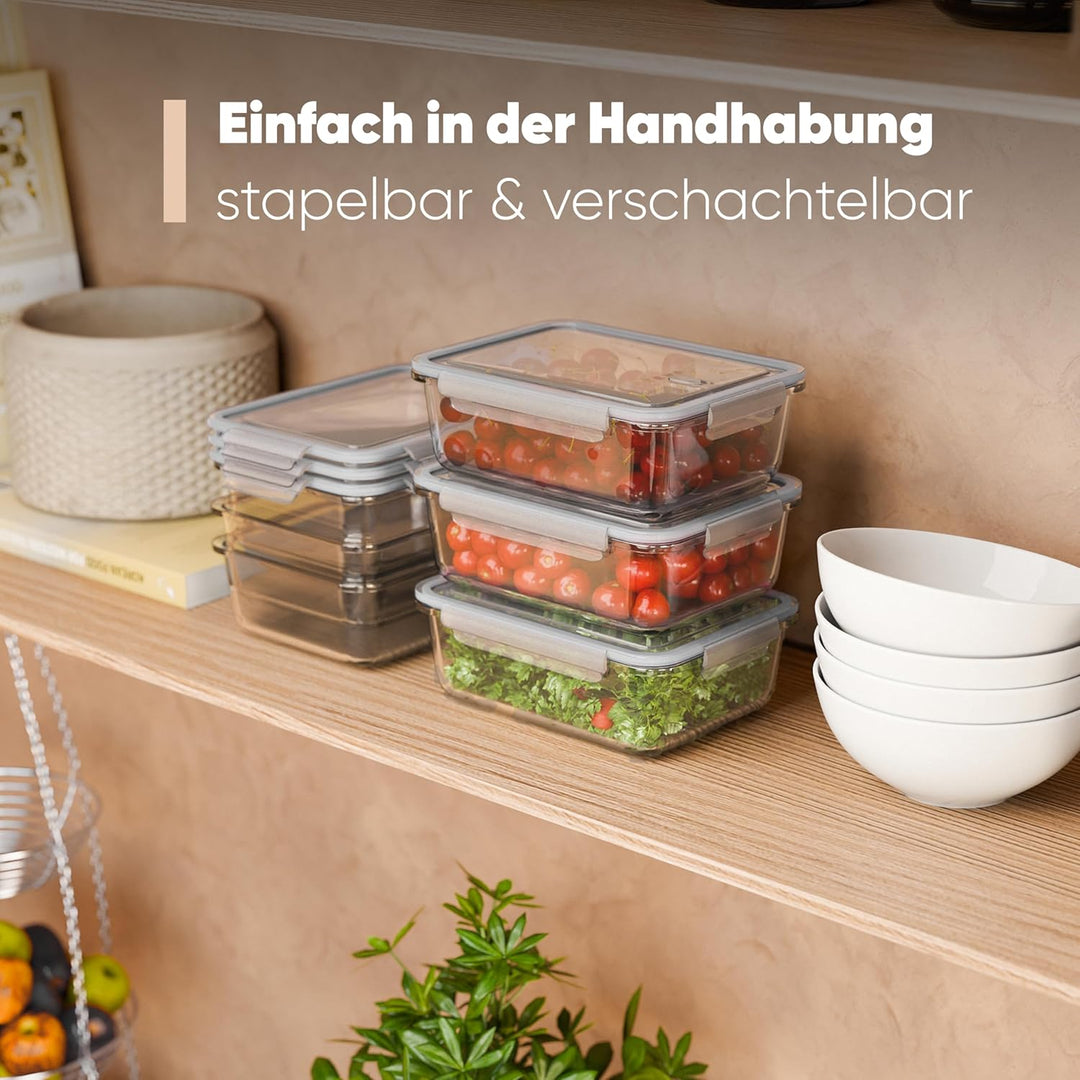 Frischhaltedosen Glas mit Deckel | 3er Set | für Mikrowelle Spülmaschine Gefrierfach Ofen geeignet |