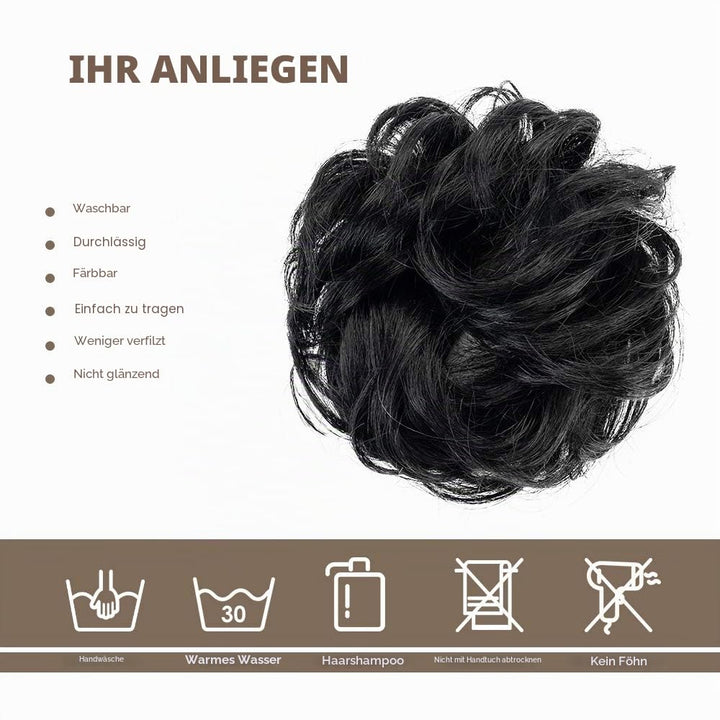 BARSDAR 100% Echthaar Haarteil Haargummi，Gelockt Unordentlich dutt extensions echthaar Haarteil Haar