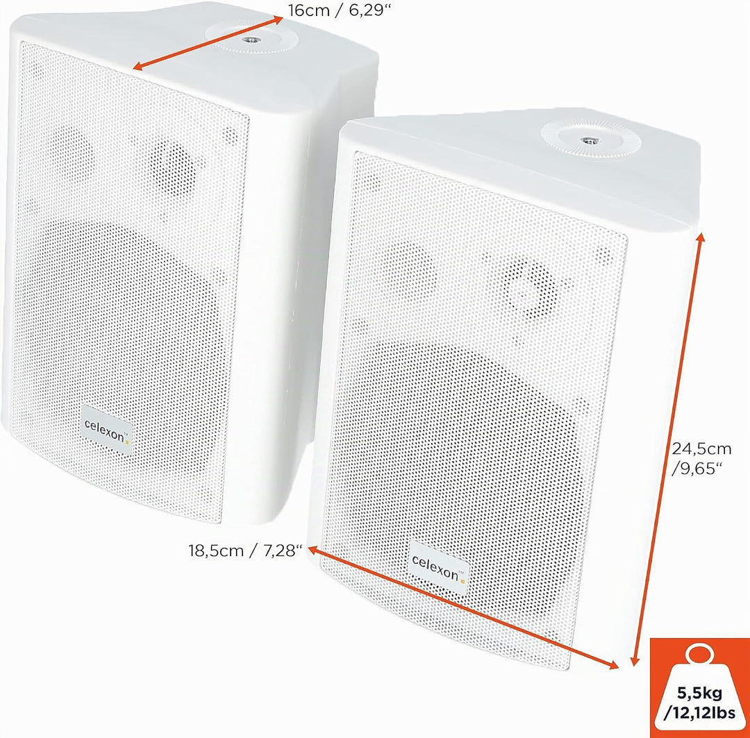 celexon Aktivlautsprecher-Set weiss - 2X 30W - leistungsstarke Audio-Boxen - inkl. Wandhalterung - L
