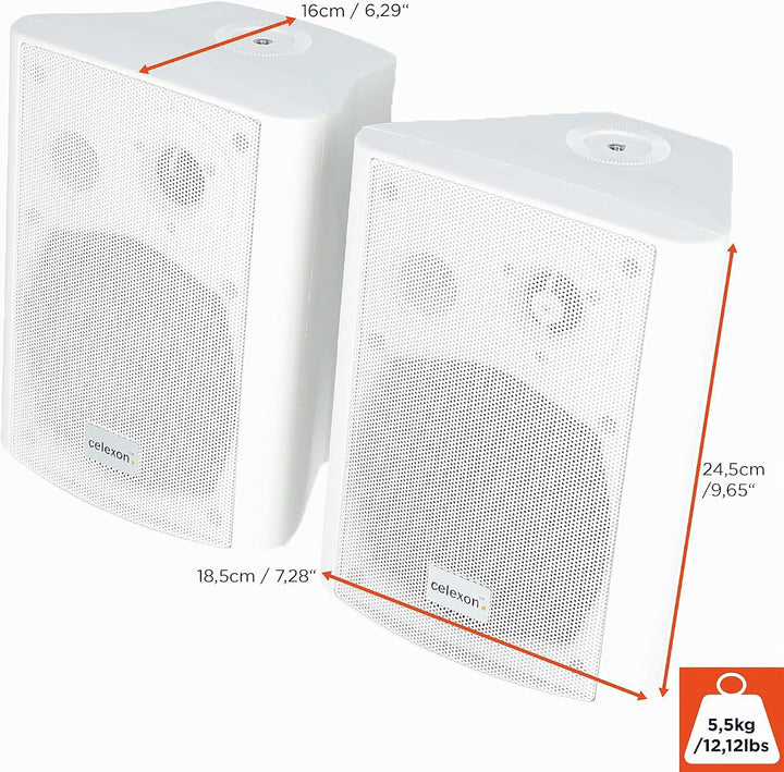 celexon Aktivlautsprecher-Set weiss - 2X 30W - leistungsstarke Audio-Boxen - inkl. Wandhalterung - L