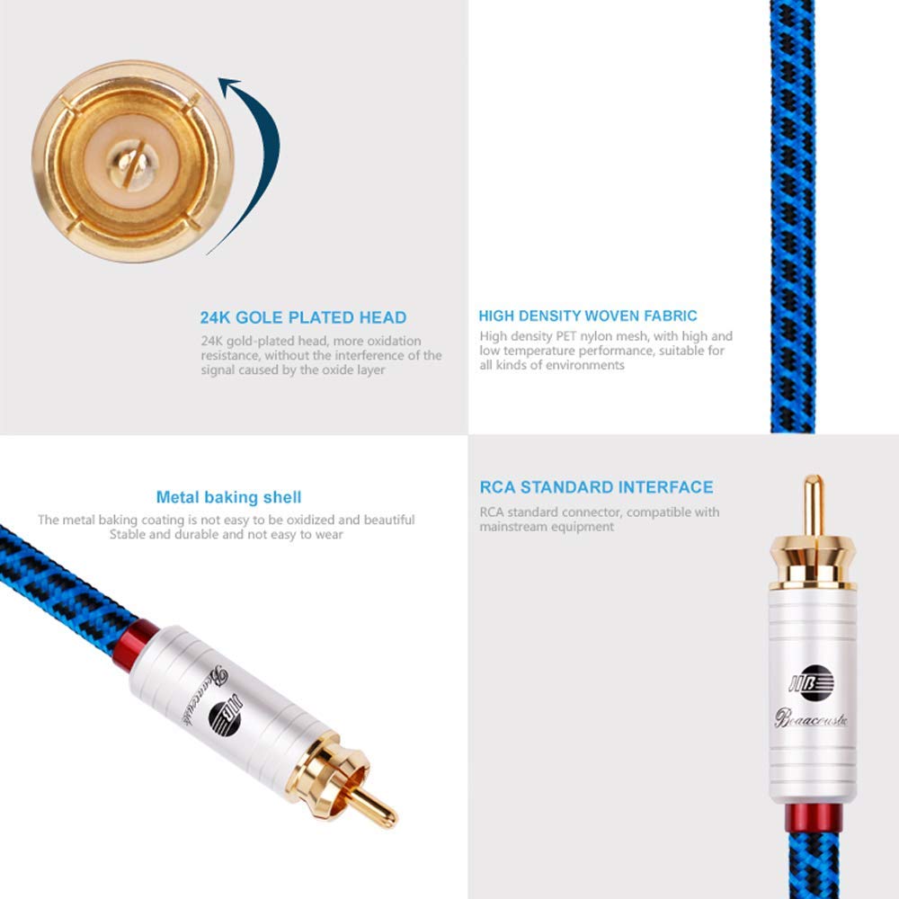 BOAACOUSTIC Audiophile Klinke auf Cinch Kabel 3,5mm Klinke Chinch Stereo Audio Kabel für TV, PC, Han