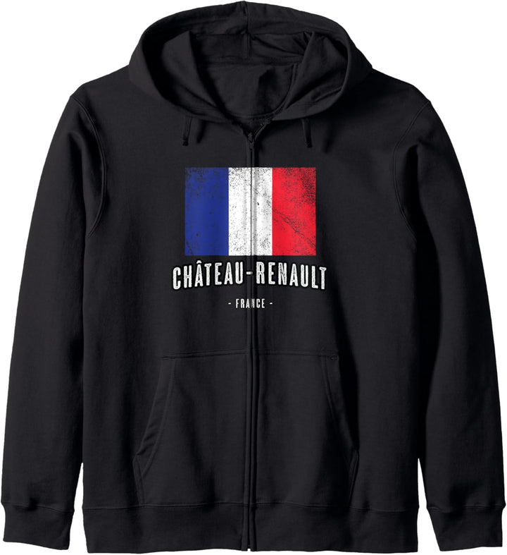 Château-Renault Frankreich | FR Stadt - Flagge Drapeau - Kapuzenjacke