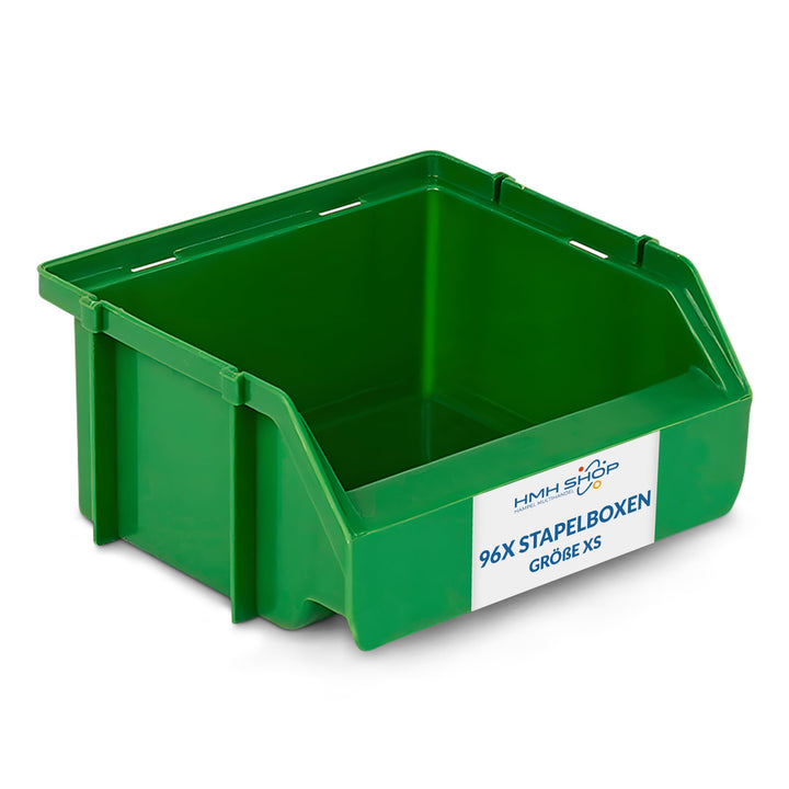 HMH 96x Stapelboxen Grösse XS Werkstatt Garage Keller Sichtlagerboxen 90x102x50mm Lagerboxen GRÜN Si