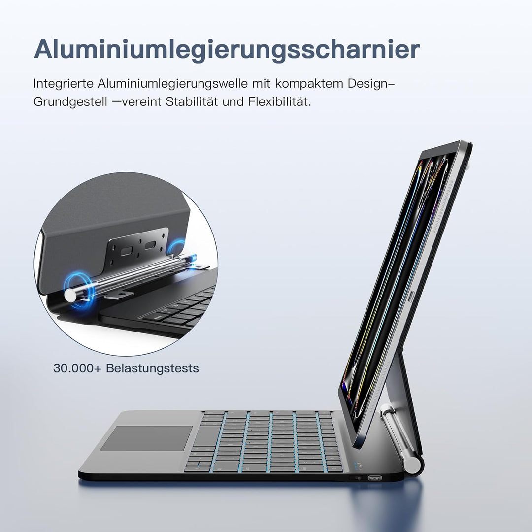 RAYMCRAFT für iPad Pro 13 Zoll (M5/M4, 2025/2024) Hülle mit Tastatur, Magic-Tastatur mit Stifthalter