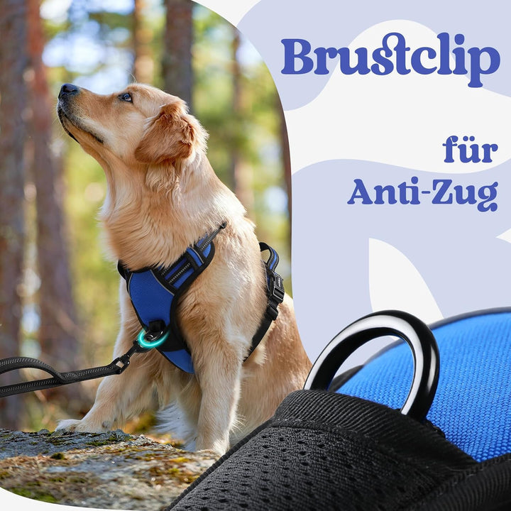 rabbitgoo Hundegeschirr Grosse Hunde, Verstellbare Geschirr Hund ohne Zug & Würgen, Anti Zug Hundege
