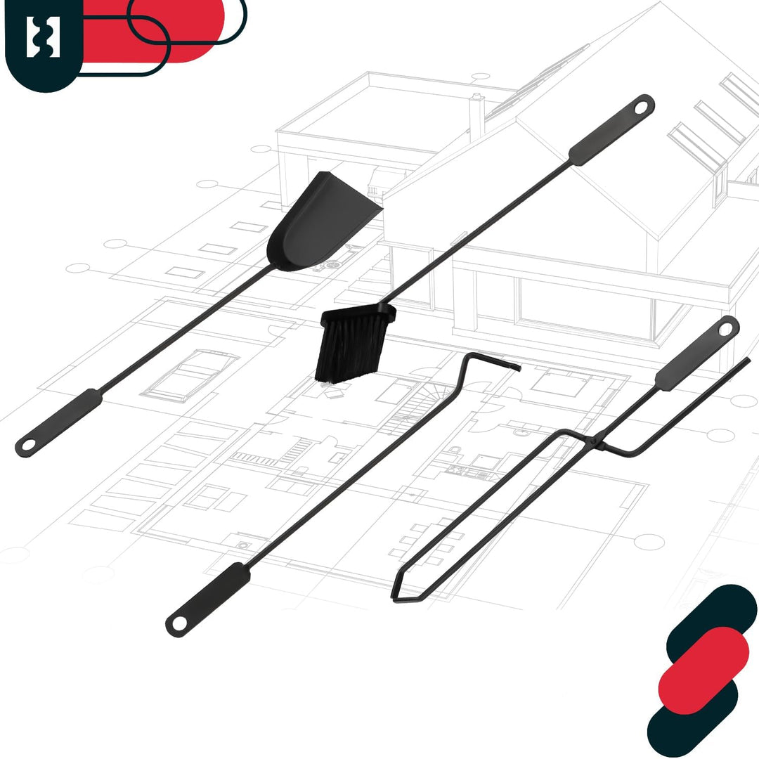KOTARBAU® 5tlg. Kamingarnitur aus Edelstahl Gebürstet Kaminbesteck