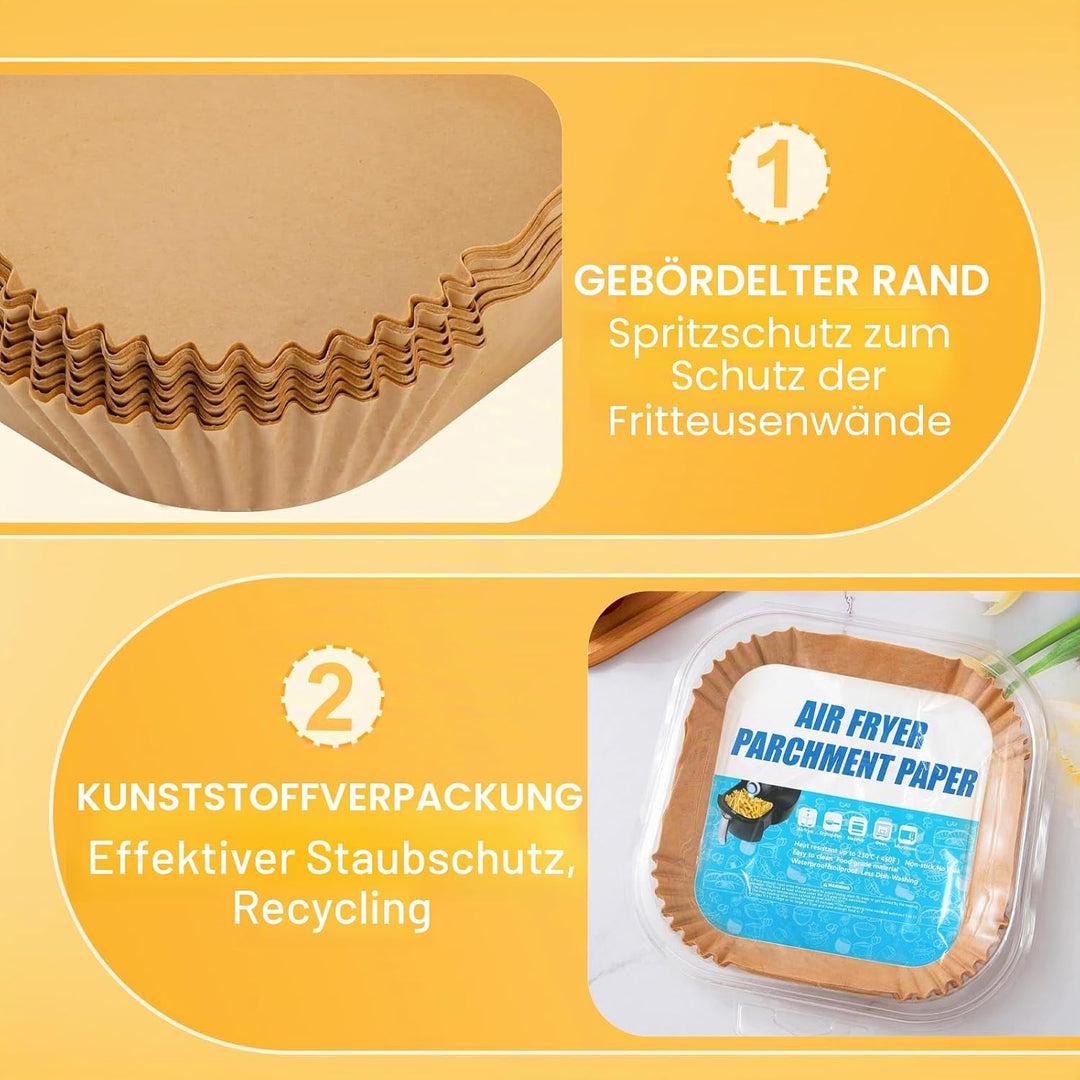 120 Stück 23-27cm Backpapier für Heissluftfritteuse, 7L-12L Airfryer Backpapier Antihaft Wasserdicht