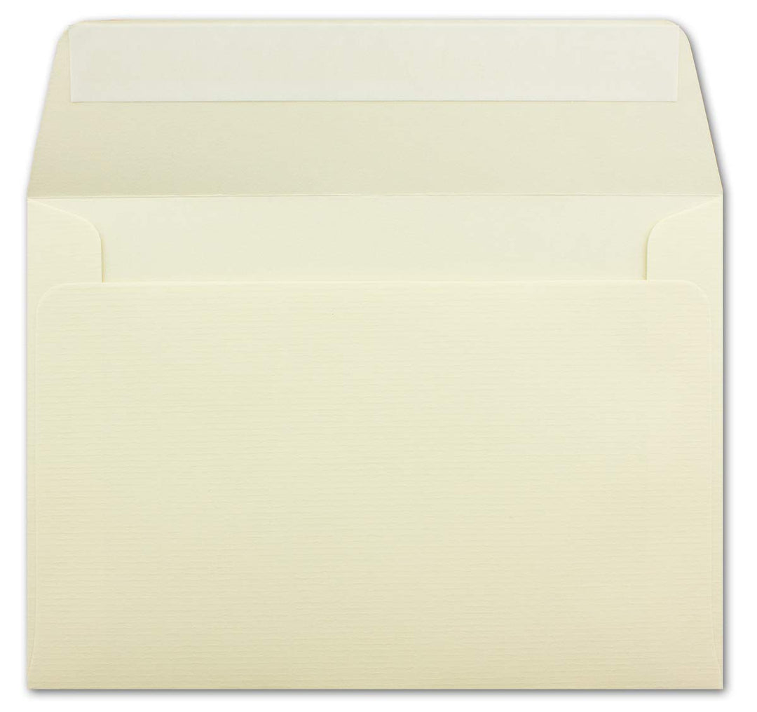 75 gerippte Briefumschläge DIN C6 Vanille - 11,4 x 16,2 cm - 100 g/m² Post-umschlag ohne Fenster Haf