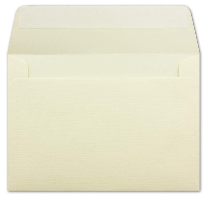 75 gerippte Briefumschläge DIN C6 Vanille - 11,4 x 16,2 cm - 100 g/m² Post-umschlag ohne Fenster Haf