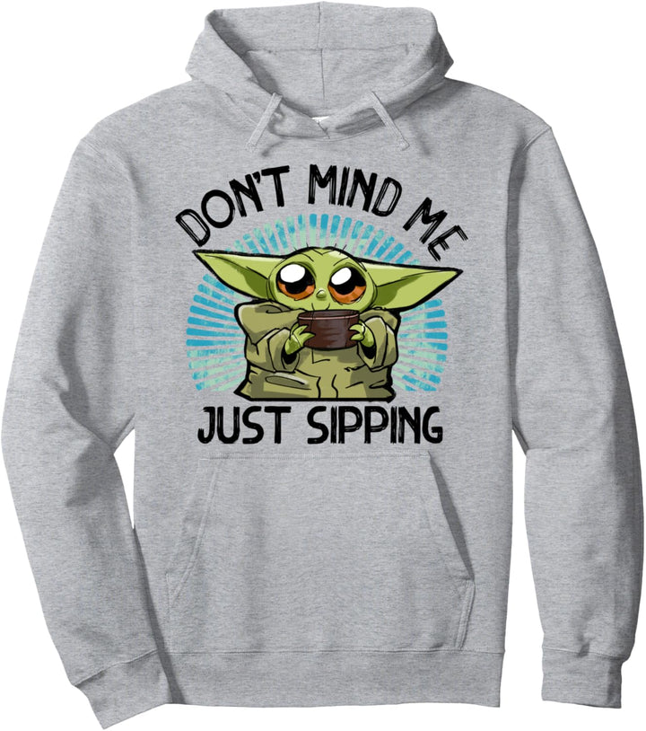 Star Wars The Mandalorian The Child Just Sipping Portrait Pullover Hoodie