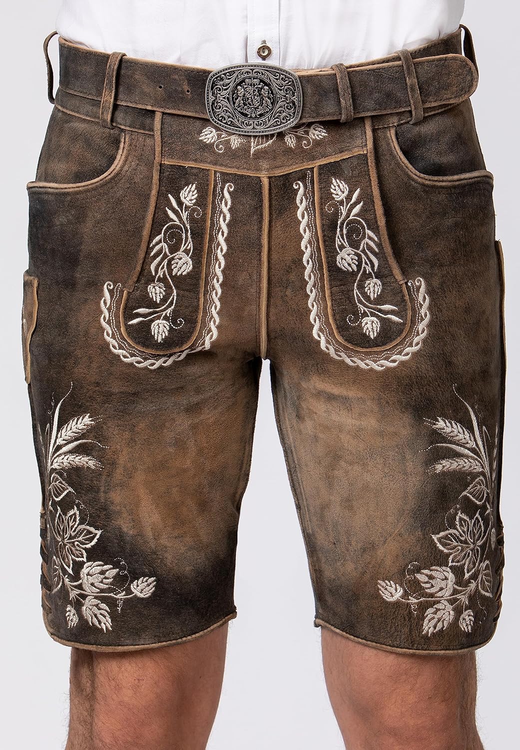 Stockerpoint Herren Almbräu Trachtenlederhose 48 Sepia Raw Nature, 48 Sepia Raw Nature