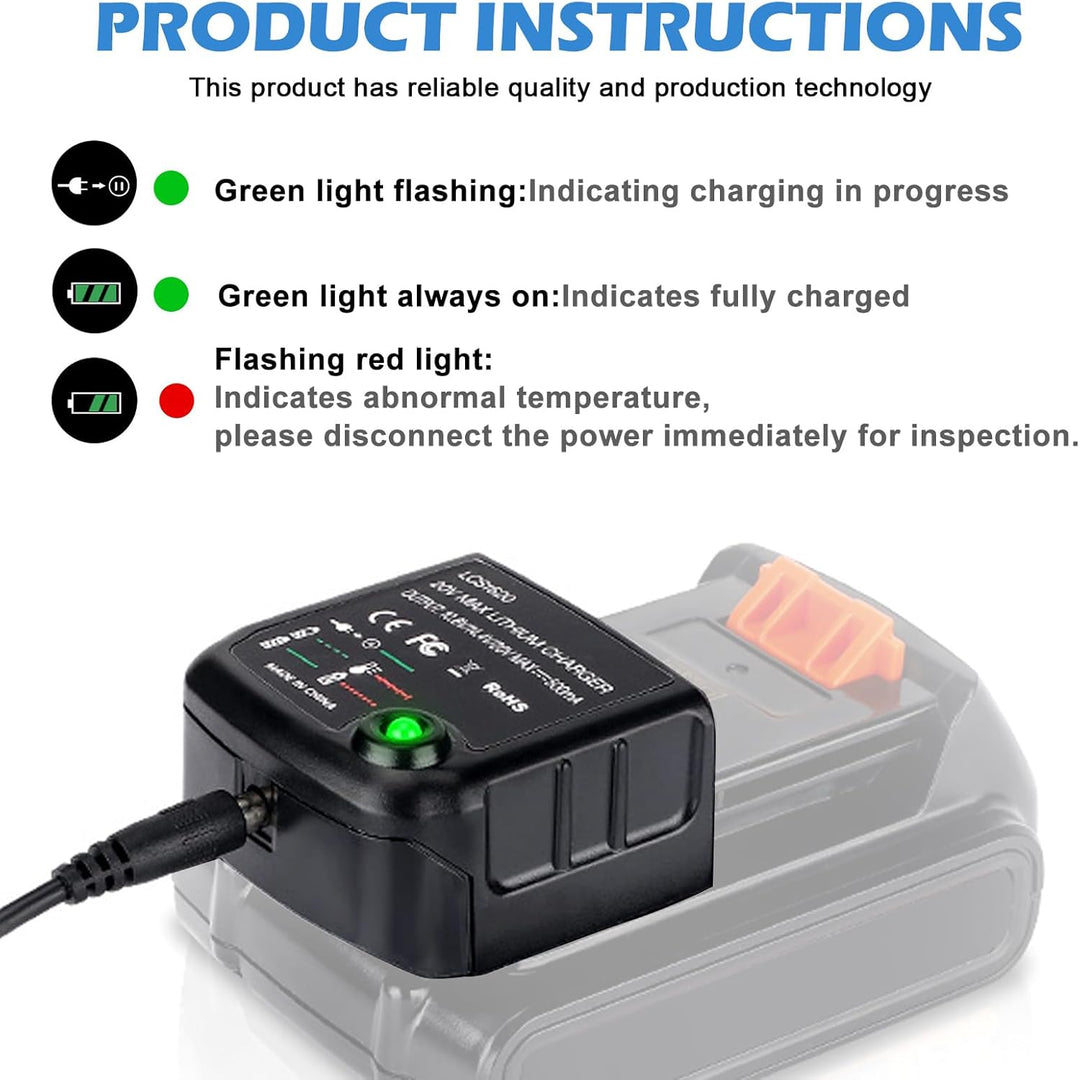 Ladegerät Kompatibel mit Black & Decker, Ladegerät Lithium 18V/20V Lithium-Akku BL2018 BL2018-XJ LBX