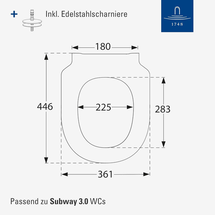 Villeroy &amp; Boch Subway 3.0 WC-Sitz, D-Form – Graphit, matt Graphite, Matt, Graphite, Matt
