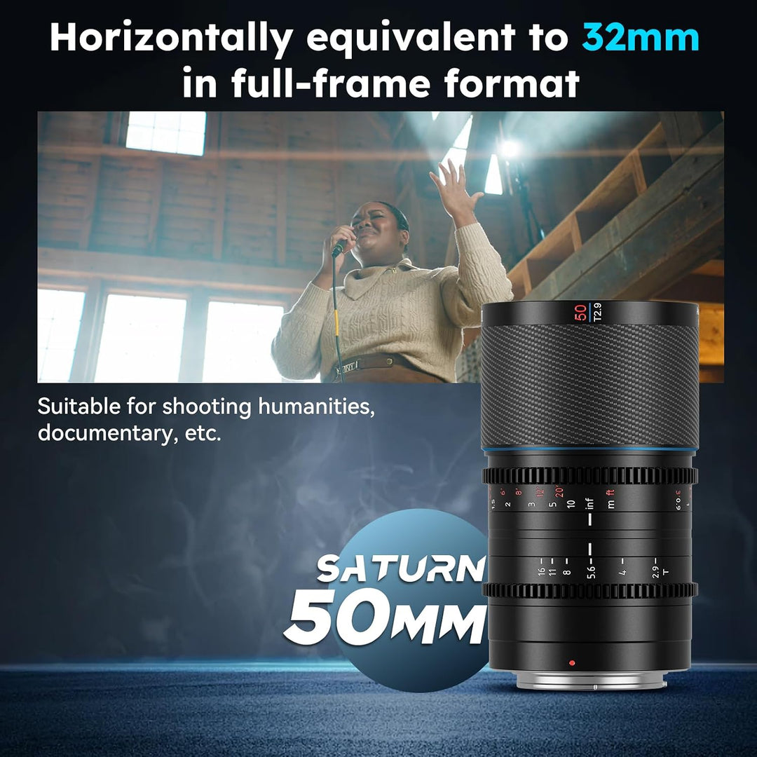 SIRUI Saturn 50 mm T2.9 1.6X Vollformat Kohlefaser anamorphe Linse, Cine Objektiv weniger als 500 g