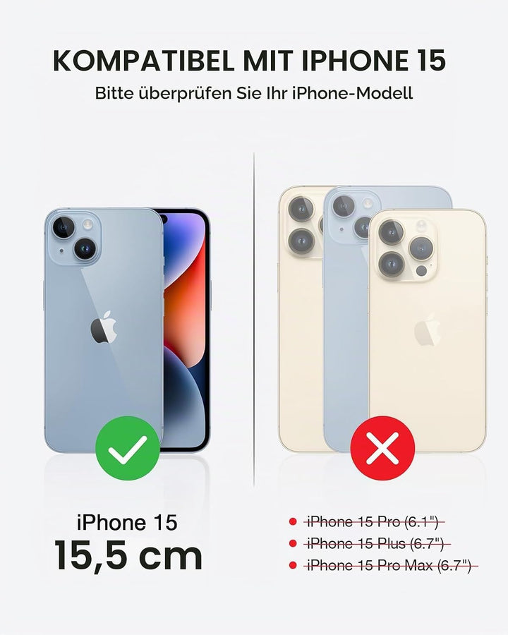 OCASE Kompatibel für iPhone 15 Hülle (2in1) Stossfestes Case, Burgundy | Abnehmbare magnetische, Mit