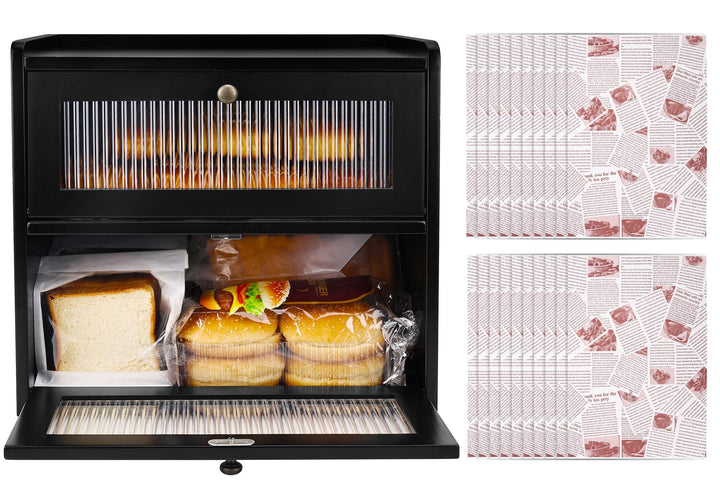 Alpeir Brotkasten Holz, 2 Etagen Gross Brotbox mit Belüftungsloch, Längere Frische &amp; Einfache Pflege