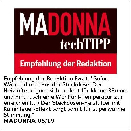 Sichler Haushaltsgeräte Mini Heizlüfter: Steckdosen-Heizlüfter mit Kaminfeuer-Effekt und Fernbedienu