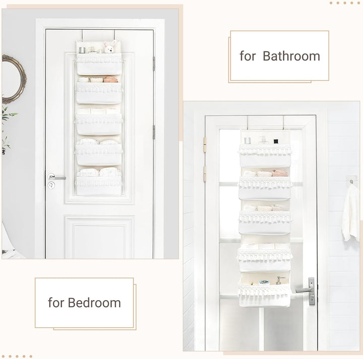 Dahey Tür-Organizer, Boho-Stil, Kinderzimmer, Dekoration, Schrank, Hängeorganizer mit Quasten, Dekor