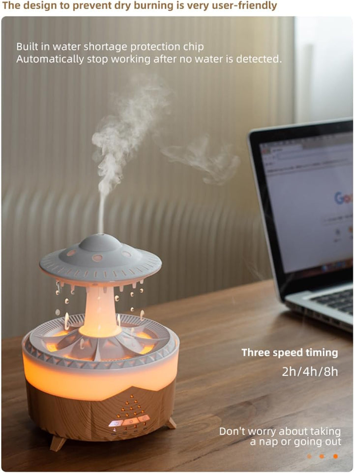 ThreeH UFO Design äTherische öLe Diffuser & Luftbefeuchter mit Regentropfen Effekt 7 Farben Licht fü