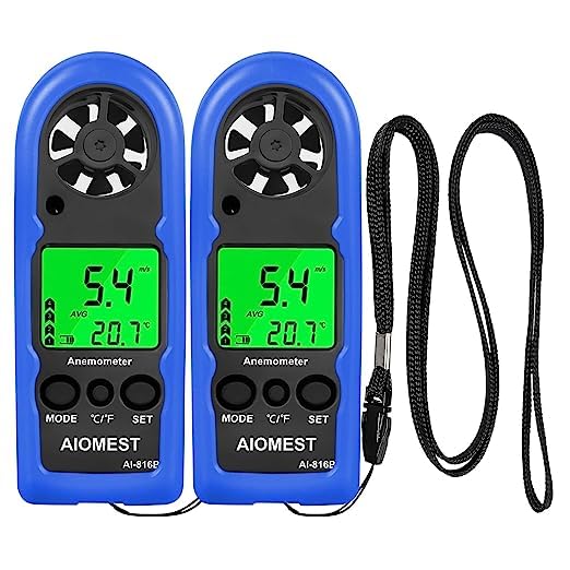 AIOMEST 816B 2er-Pack Digitaler Anemometer, Mini-Hand-Windgeschwindigkeitsmesser zur Messung der Luf