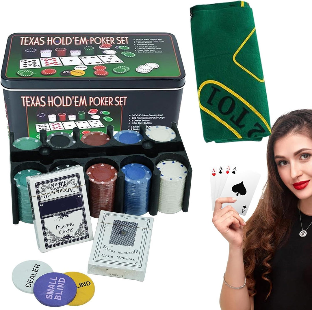 Poker-Chips, 200 Stück, Texas Hold'em Chips, 200 Stück, multifunktional, verschleissfestes Design, p