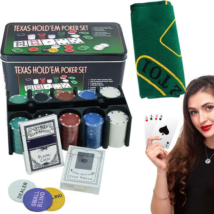 Poker-Chips, 200 Stück, Texas Hold'em Chips, 200 Stück, multifunktional, verschleissfestes Design, p