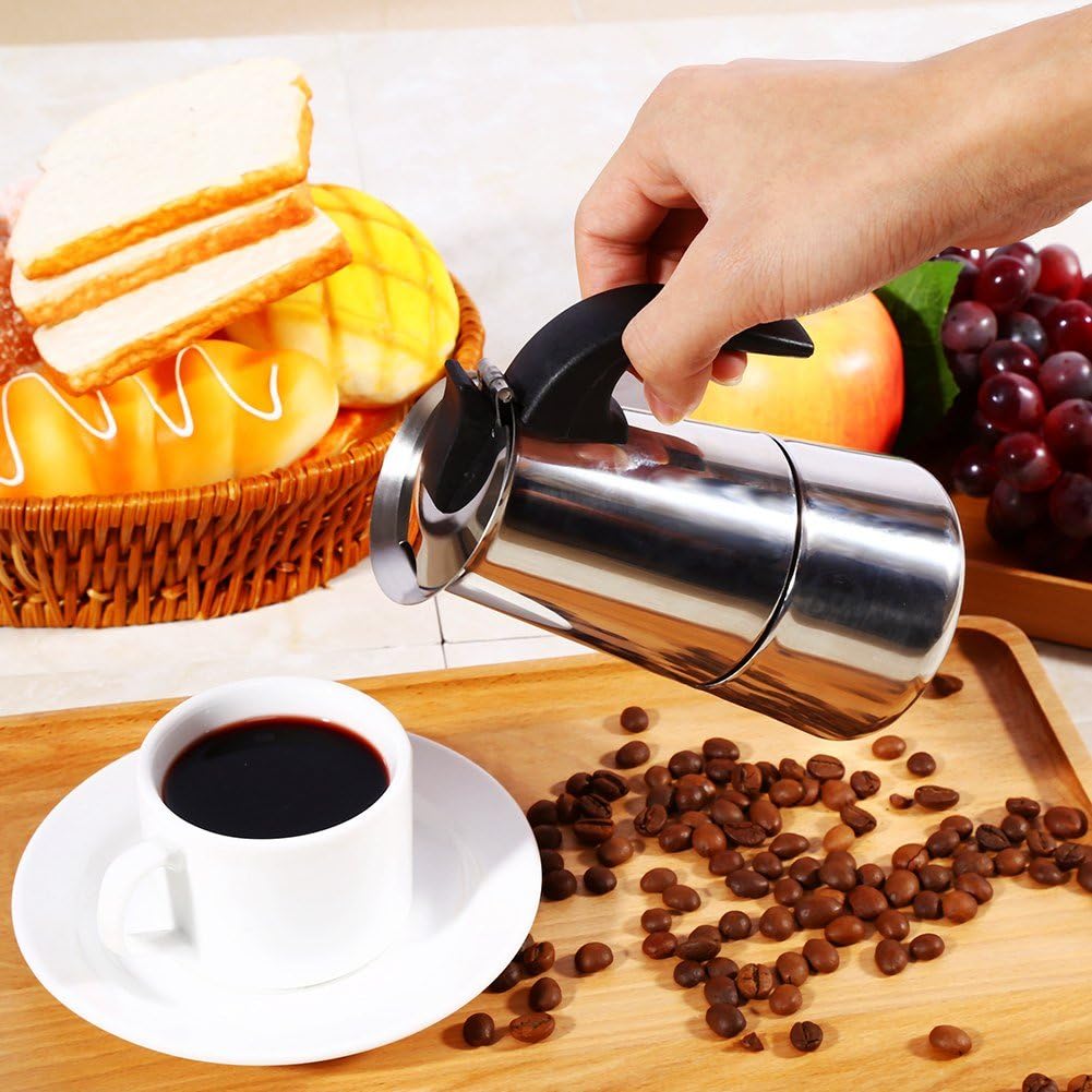 Greensen Espressokocher Edelstahl, 450ml, 9 Tassen, Für Alle Herdarten Inklusive Induktion, Italieni
