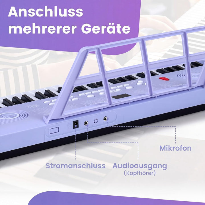 COSTWAY Keyboard Piano 61 Tasten, Digital Piano mit Ständer &amp; Mikrofon &amp; Tragetasche, E-Piano für Ei
