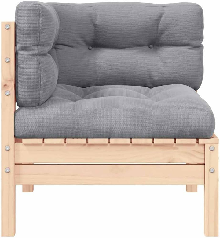 vidaXL Garten Ecksofa, Modular Gartenmöbel mit Grauen Kissen, Sofa Lounge Sessel für Garten Terrasse