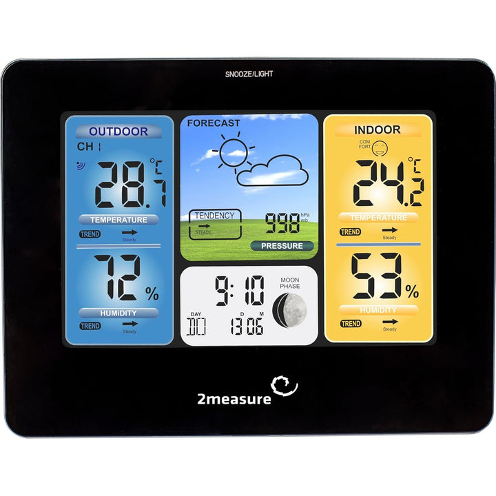 BROWIN® Funk-Wetterstation mit Aussensensor 260908 | Wettervorhersage, 90 m Reichweite, Schwarz