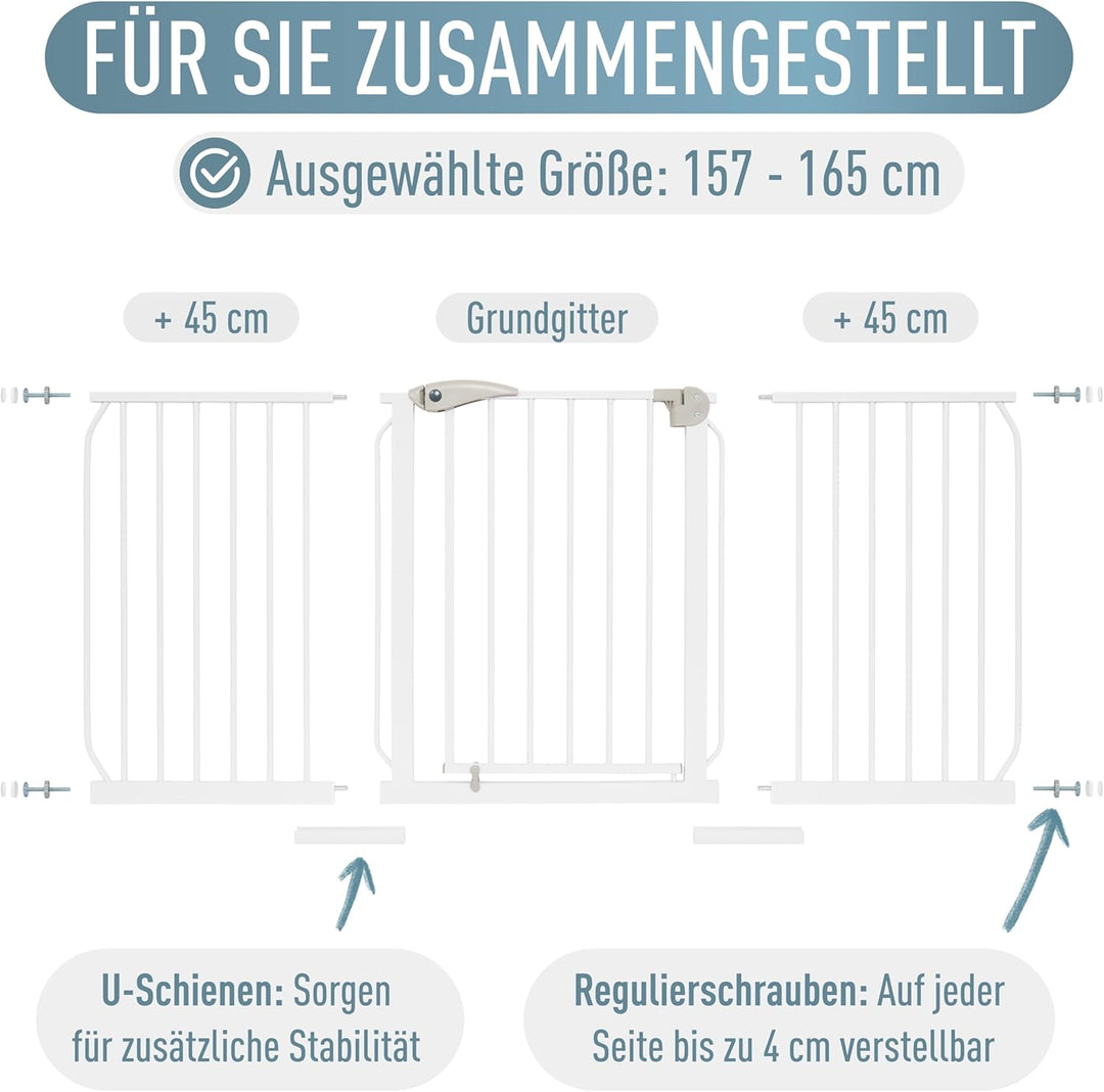 ib style® Berrin ! PREISSIEGER ! Treppengitter 58-175cm | Türschutzgitter | Ohne Bohren | 90° Stop |