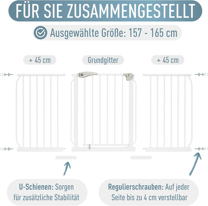 ib style® Berrin ! PREISSIEGER ! Treppengitter 58-175cm | Türschutzgitter | Ohne Bohren | 90° Stop |