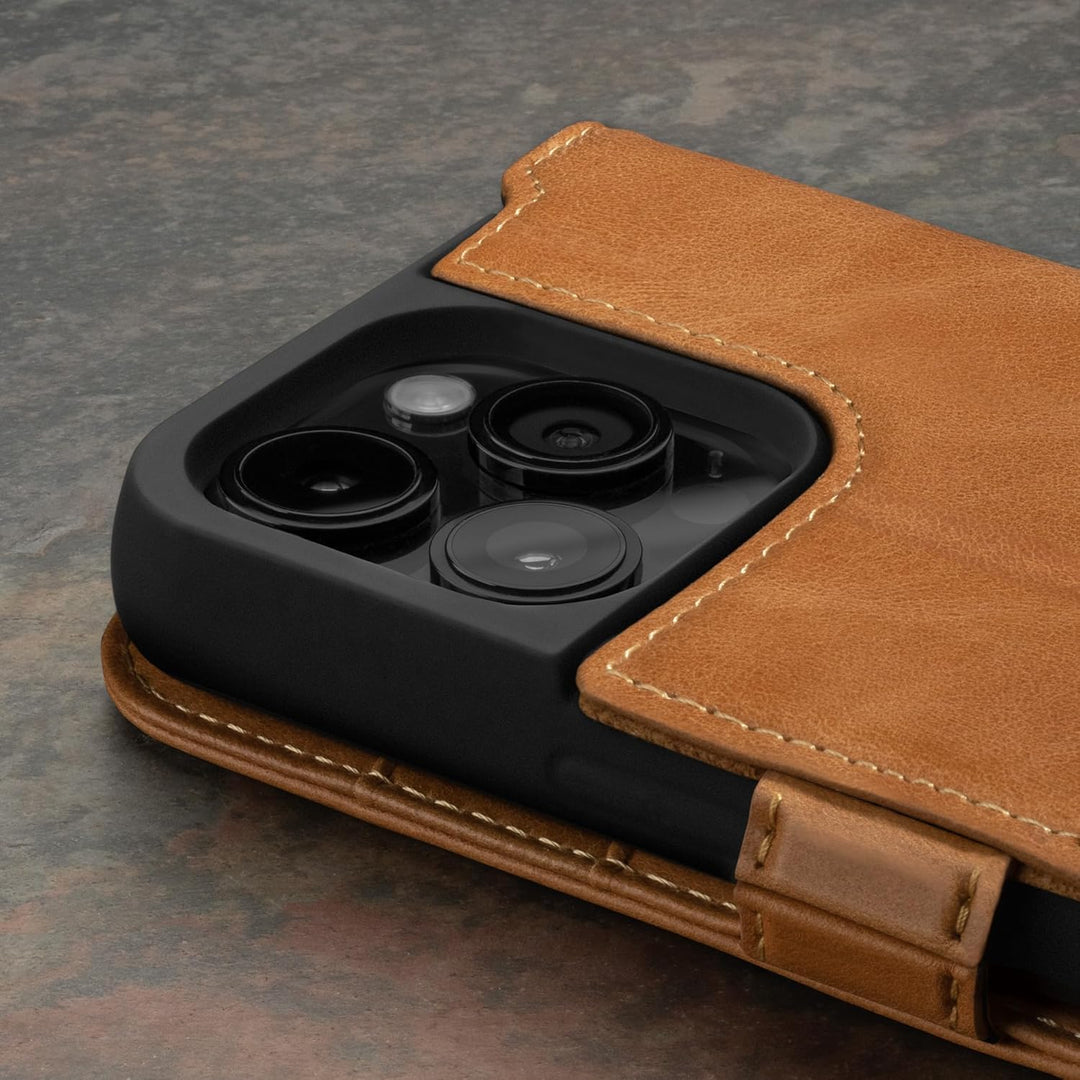 TORRO Hülle kompatibel mit iPhone 15 Pro – Premium Lederhülle mit Standfunktion und Kartenfächern (k