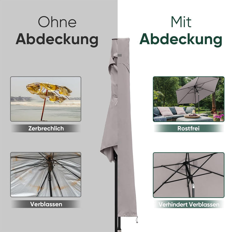 Sekey Sonnenschirm Schutzhülle mit Stab, Abdeckhauben für Ø 400cm / 240x330cm Gartenschirm mit Belüf
