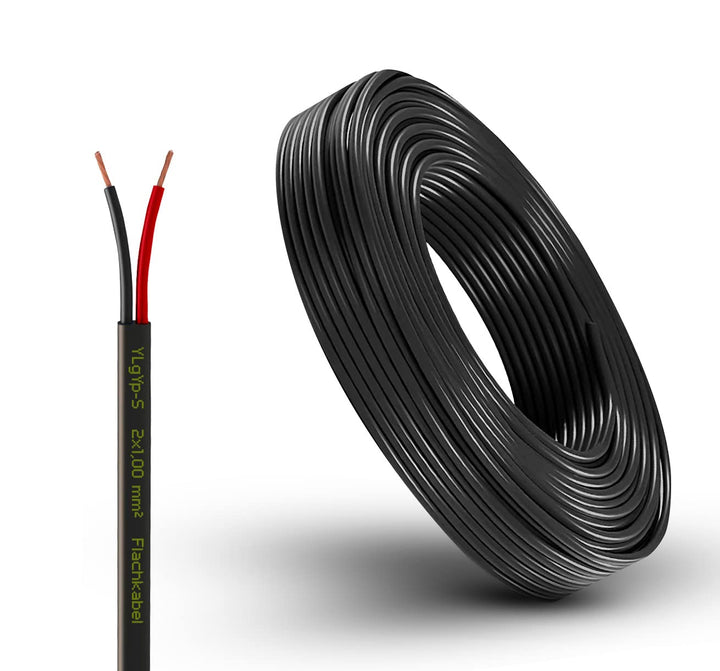 Fahrzeugleitung Anhängerkabel Rund oder Flach Kabel rot/schwarz 2x 0,75 1,0 1,5 mm² 2-adrig 6-24 Vol