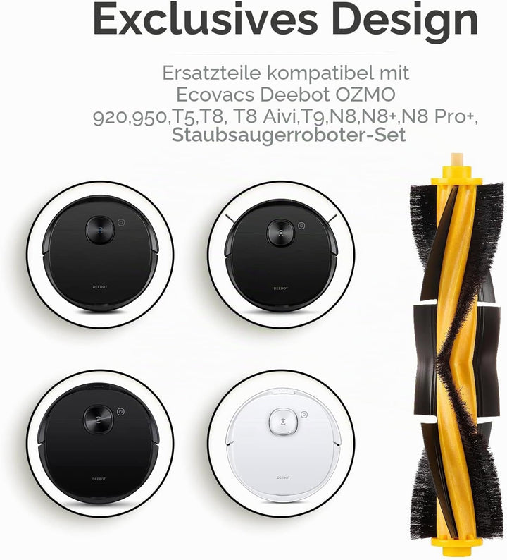 (4 Stück) Walzenbürsten Hauptbürste Ersatzteile für Saugroboter Ecovacs DEEBOT OZMO 920 950 T8 AIVI