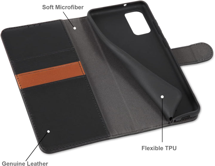 LENSUN Echtleder Hülle für Samsung Galaxy S20 Plus, Handyhülle [Echtes Leder] [Magnetverschluss] [RF