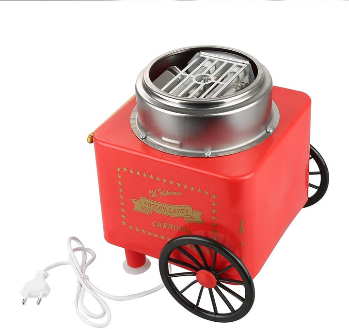 Korb Retro Zuckerwattemaschine Candy Maker mit 1 Löffel und 10 Bambusstäbchen, Rosa, 30x30x25 cm (Ro
